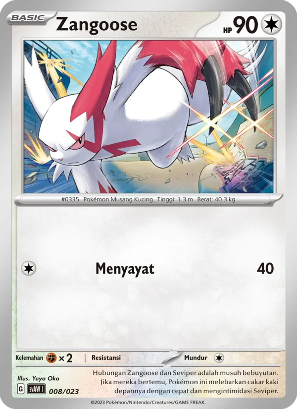 Kartu Zangoose dari Quaxly & Mimikyu ex, nomor 008/23