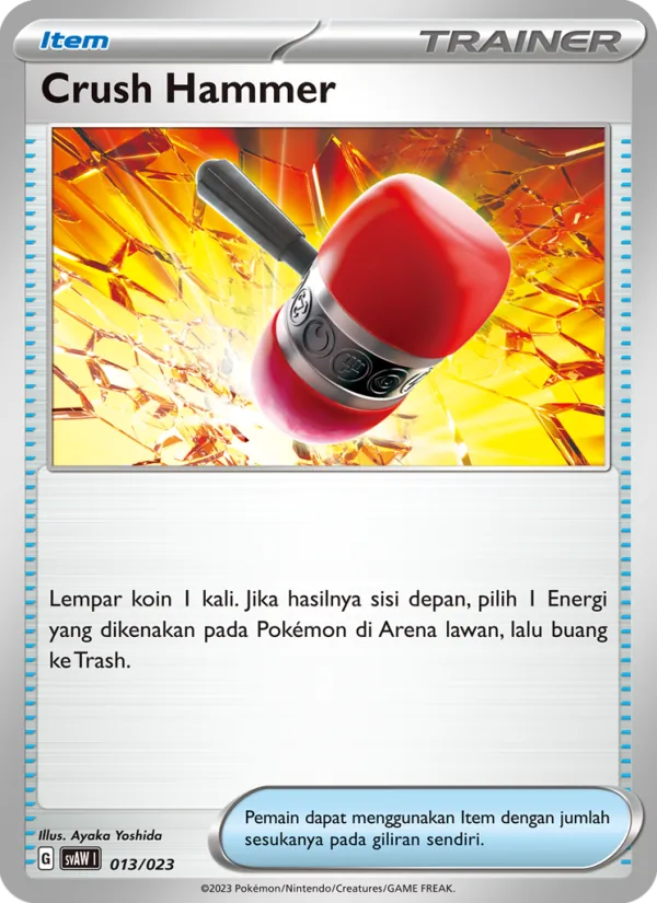 Kartu Crush Hammer dari Quaxly & Mimikyu ex, nomor 013/23