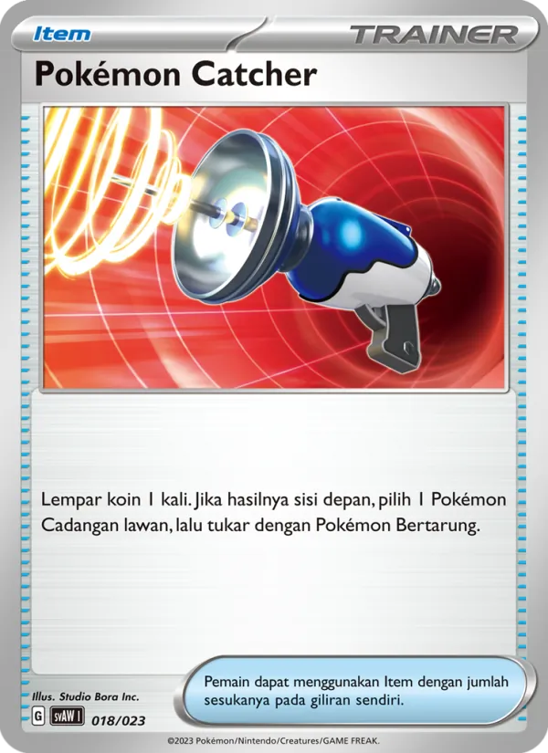 Kartu Pokémon Catcher dari Quaxly & Mimikyu ex, nomor 018/23