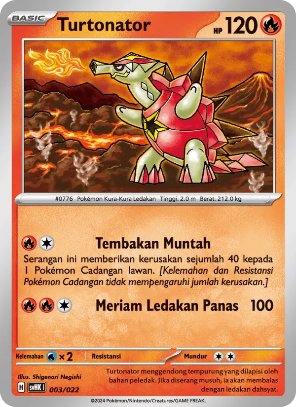 Kartu Turtonator dari Koraidon ex Purba, nomor 003/22