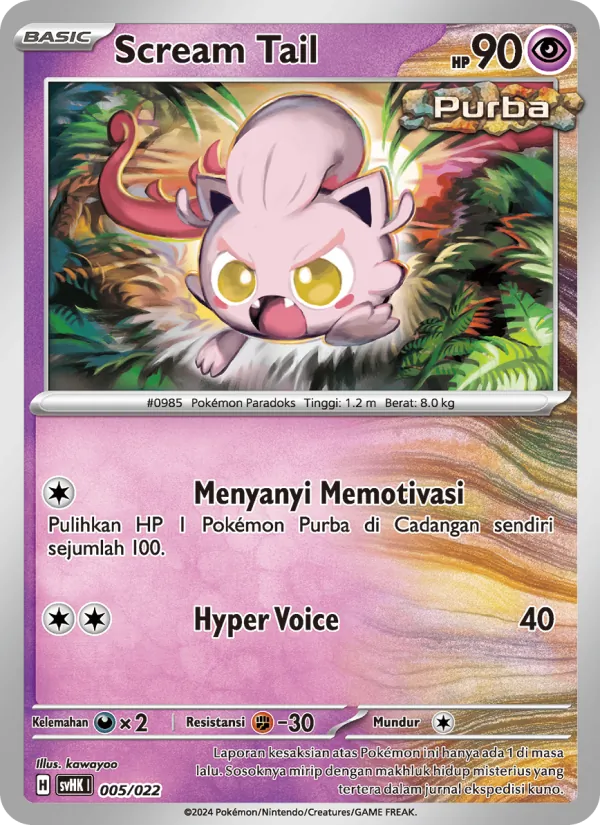 Kartu Scream Tail dari Koraidon ex Purba, nomor 005/22
