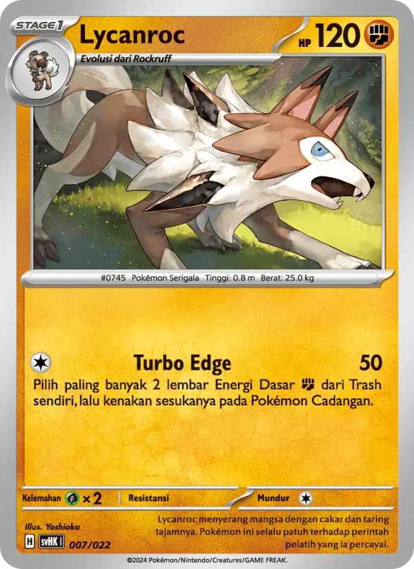 Kartu Lycanroc dari Koraidon ex Purba, nomor 007/22