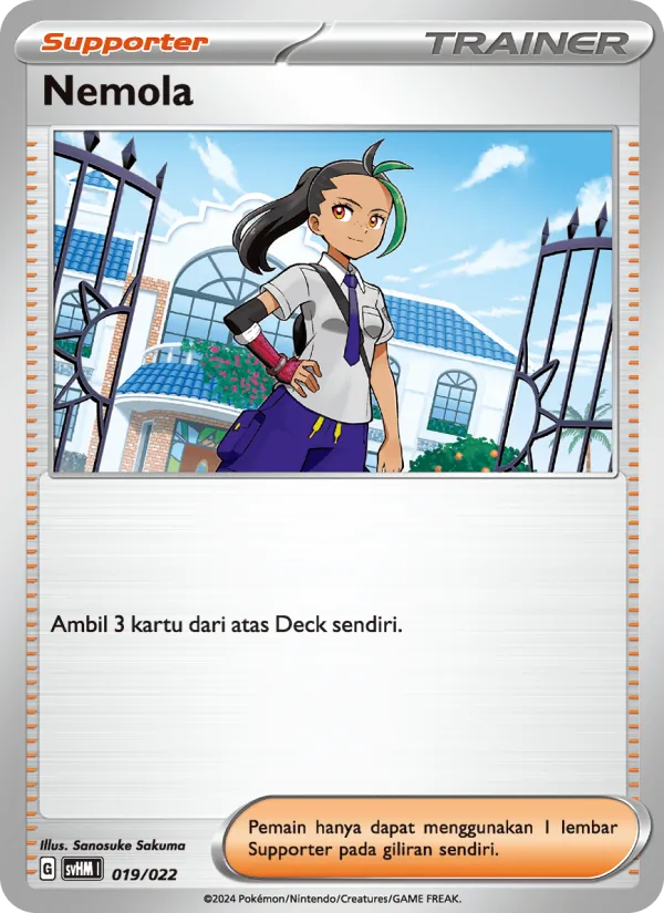 Kartu Nemola dari Miraidon ex Futur, nomor 019/22
