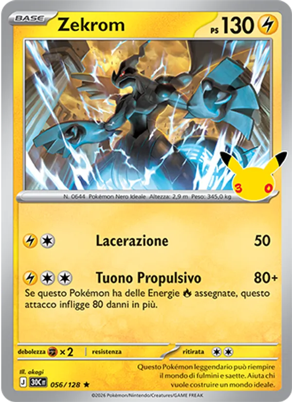 Carta Zekrom dell'espansione 30° Anniversario, numero 056/128