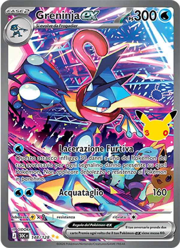 Carta Greninja-ex dell'espansione 30° Anniversario, numero 148/128