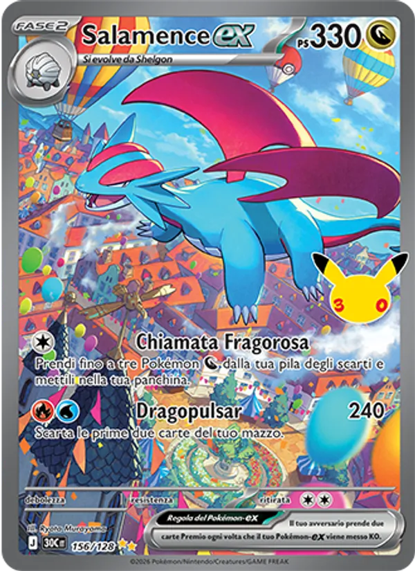Carta Salamence-ex dell'espansione 30° Anniversario, numero 156/128