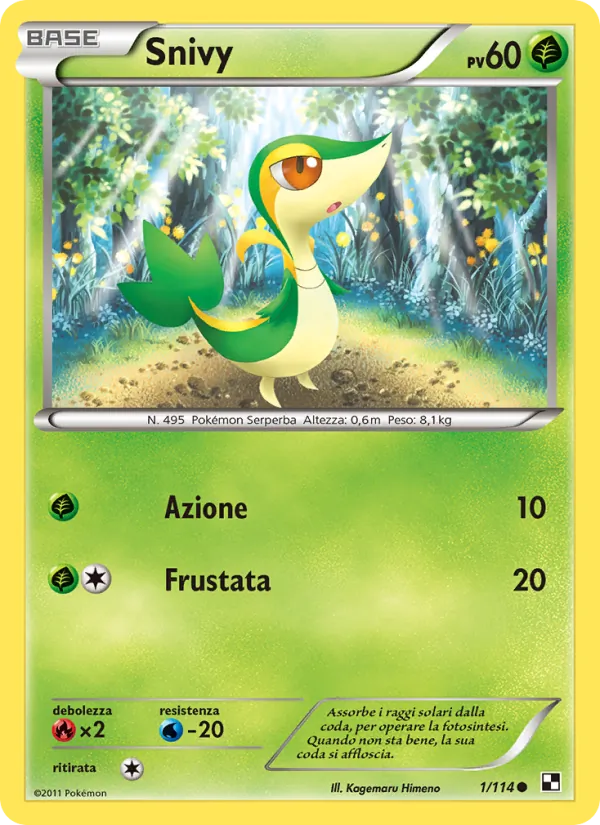 Carta Snivy dell'espansione Nero e Bianco, numero 1/114