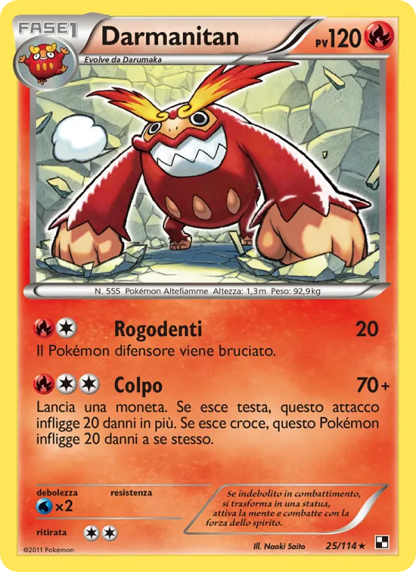 Carta Darmanitan dell'espansione Nero e Bianco, numero 25/114