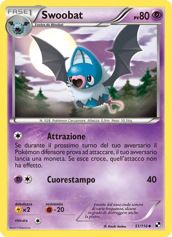 Carta Swoobat dell'espansione Nero e Bianco, numero 51/114