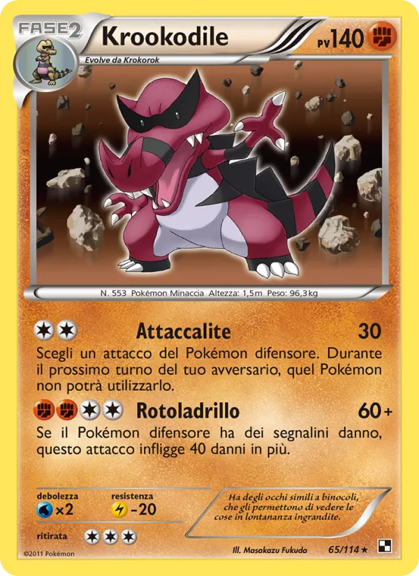Carta Krookodile dell'espansione Nero e Bianco, numero 65/114