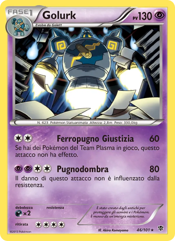 Carta Golurk dell'espansione Esplosione Plasma, numero 46/101