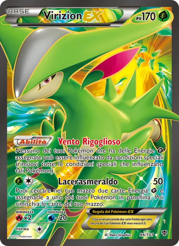 Carta Virizion-EX dell'espansione Esplosione Plasma, numero 96/101