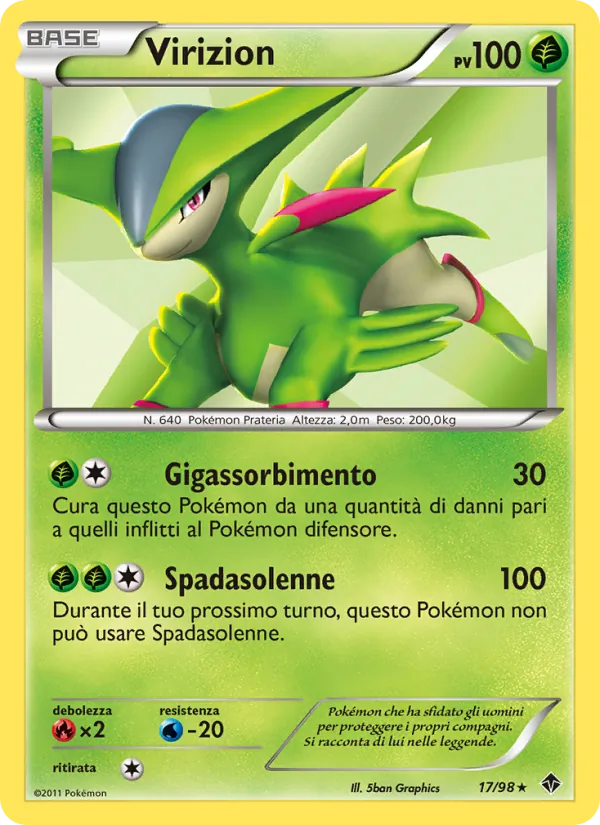Carta Virizion dell'espansione Nuove Forze, numero 17/98