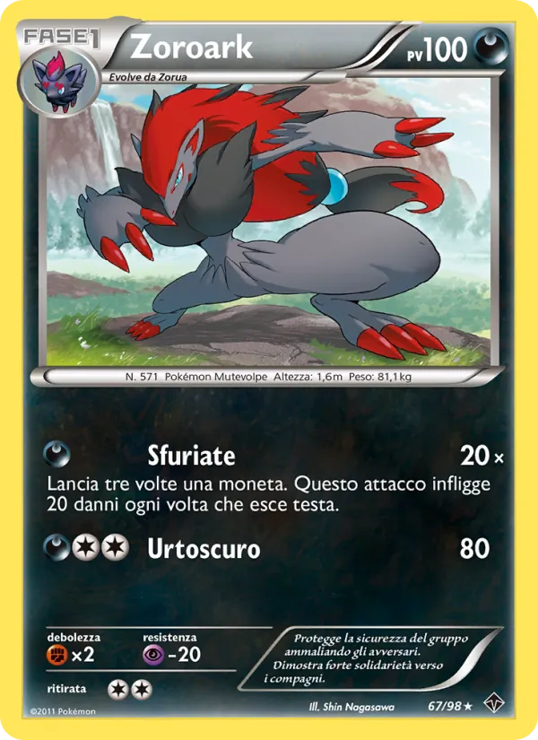 Carta Zoroark dell'espansione Nuove Forze, numero 67/98