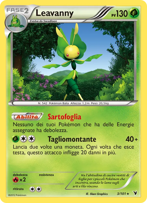Carta Leavanny dell'espansione Vittorie Regali, numero 3/101