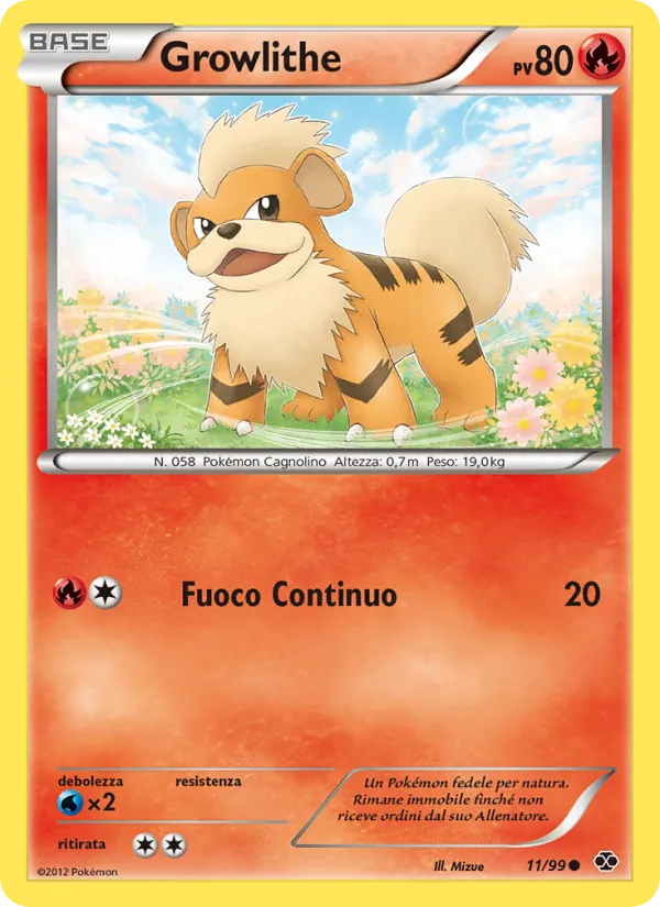 Carta Growlithe dell'espansione Destini Futuri, numero 11/99