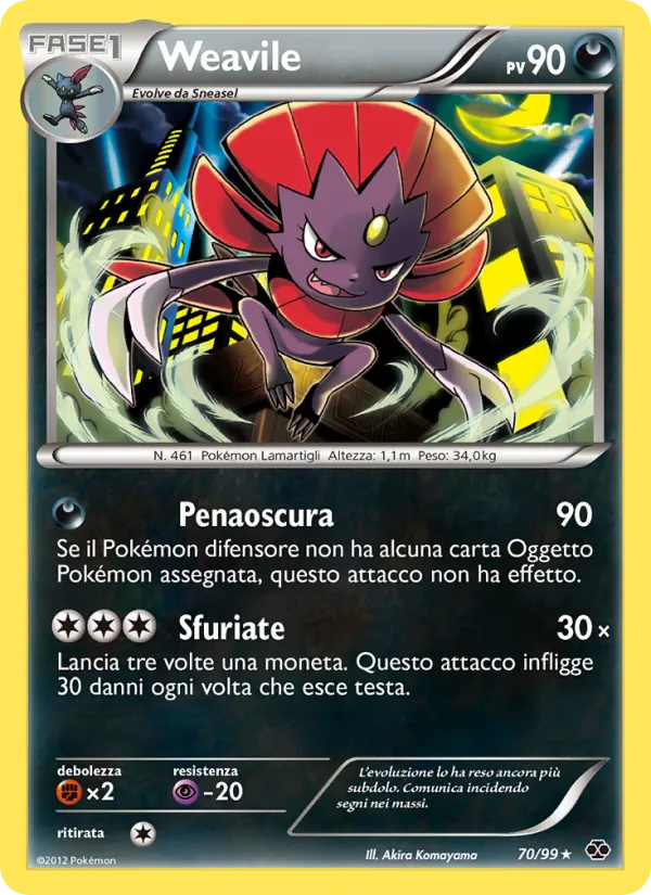 Carta Weavile dell'espansione Destini Futuri, numero 70/99