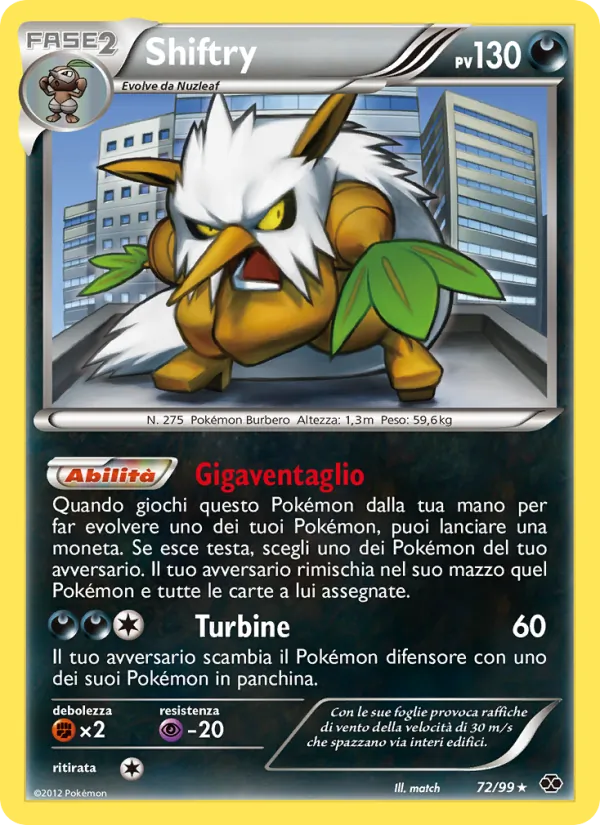 Carta Shiftry dell'espansione Destini Futuri, numero 72/99