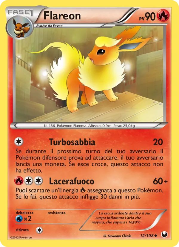 Carta Flareon dell'espansione Esploratori delle Tenebre, numero 12/108