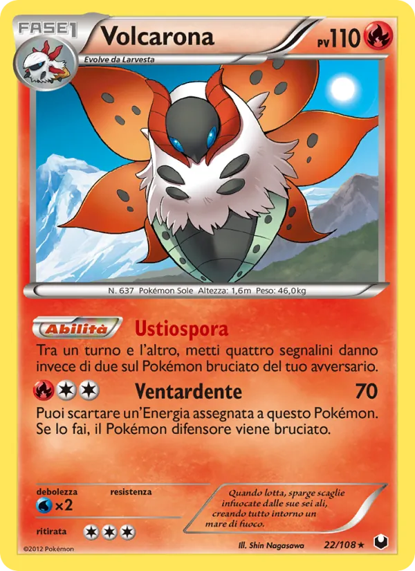 Carta Volcarona dell'espansione Esploratori delle Tenebre, numero 22/108