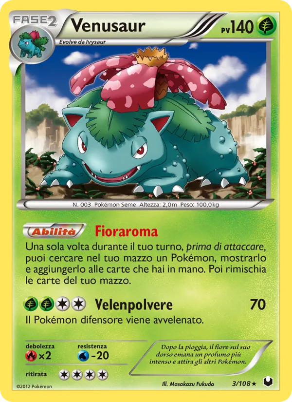 Carta Venusaur dell'espansione Esploratori delle Tenebre, numero 3/108