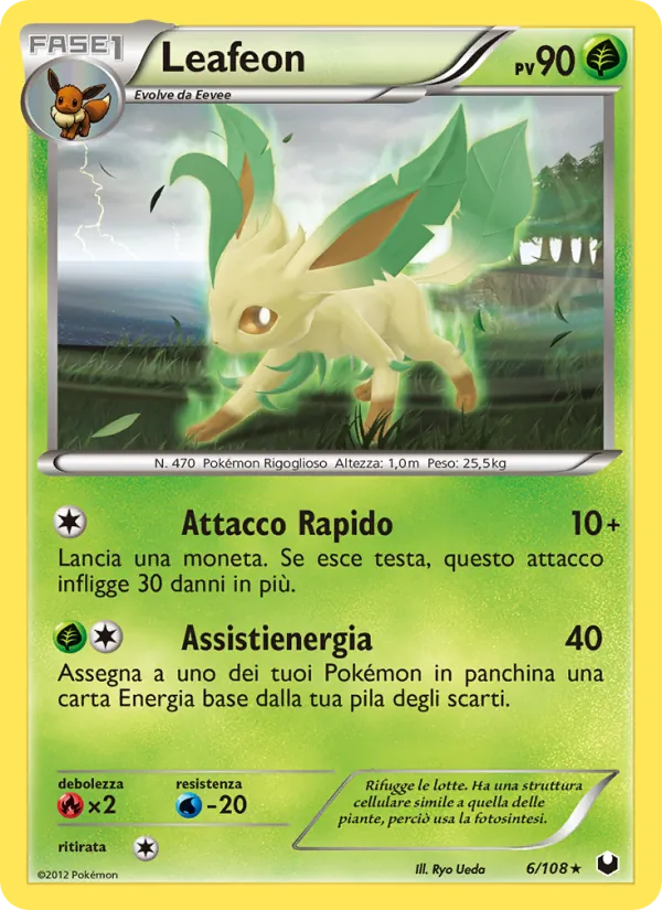 Carta Leafeon dell'espansione Esploratori delle Tenebre, numero 6/108