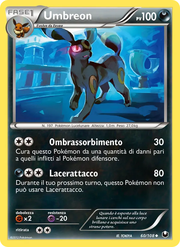 Carta Umbreon dell'espansione Esploratori delle Tenebre, numero 60/108