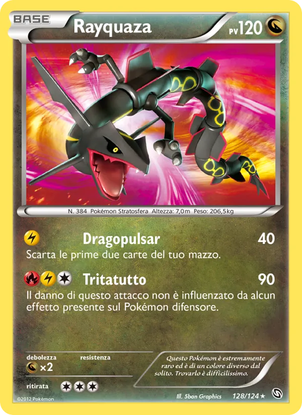 Carta Rayquaza dell'espansione Stirpe dei Draghi, numero 128/124