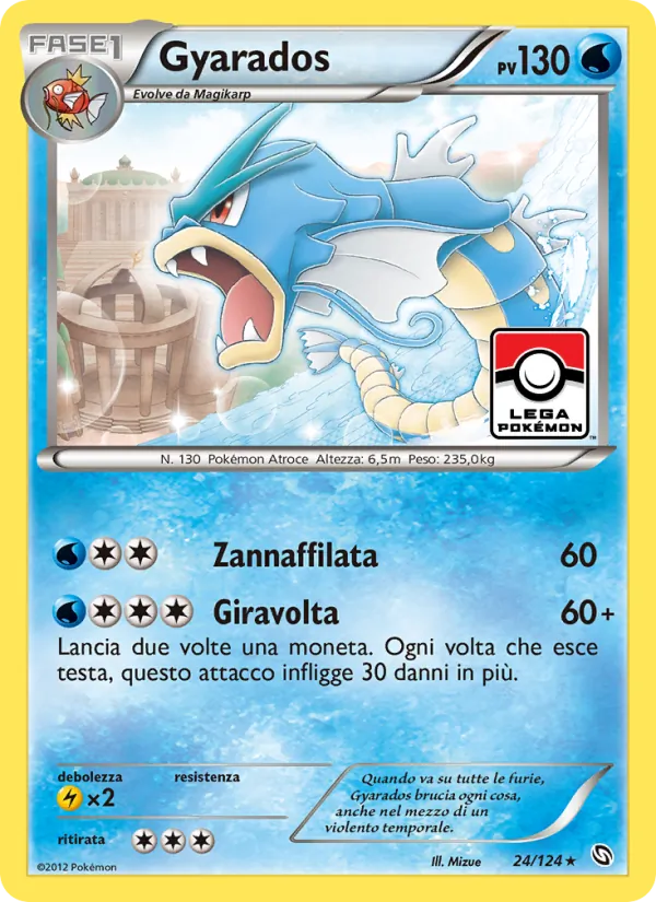 Carta Gyarados dell'espansione Stirpe dei Draghi, numero 24/124