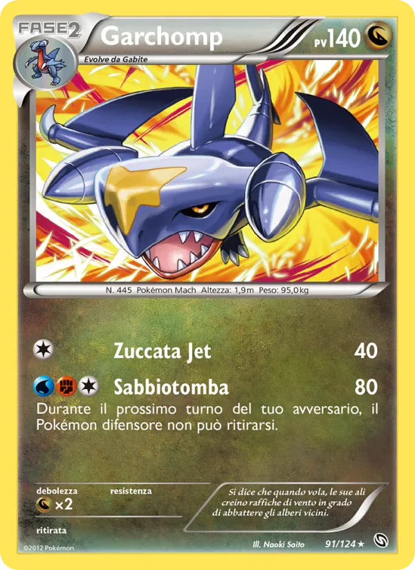 Carta Garchomp dell'espansione Stirpe dei Draghi, numero 91/124