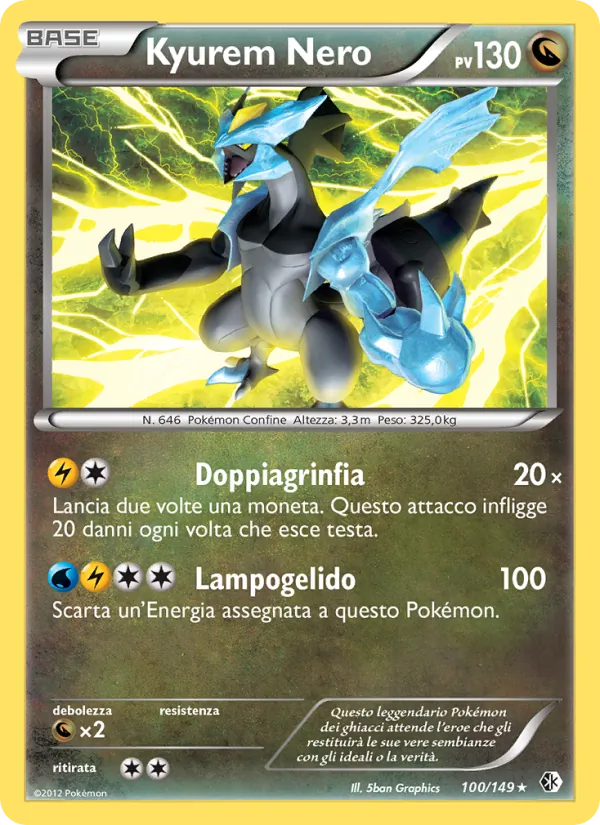 Carta Kyurem Nero dell'espansione Confini Varcati, numero 100/149