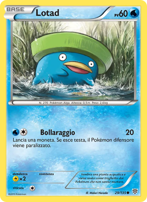 Carta Lotad dell'espansione Uragano Plasma, numero 29/135