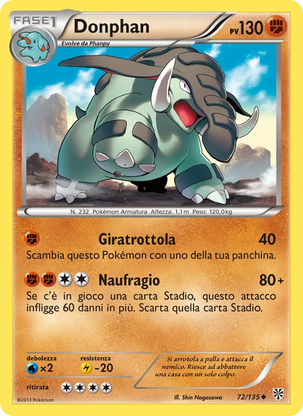 Carta Donphan dell'espansione Uragano Plasma, numero 72/135