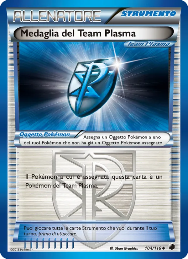 Carta Medaglia Team Plasma dell'espansione Glaciazione Plasma, numero 104/116