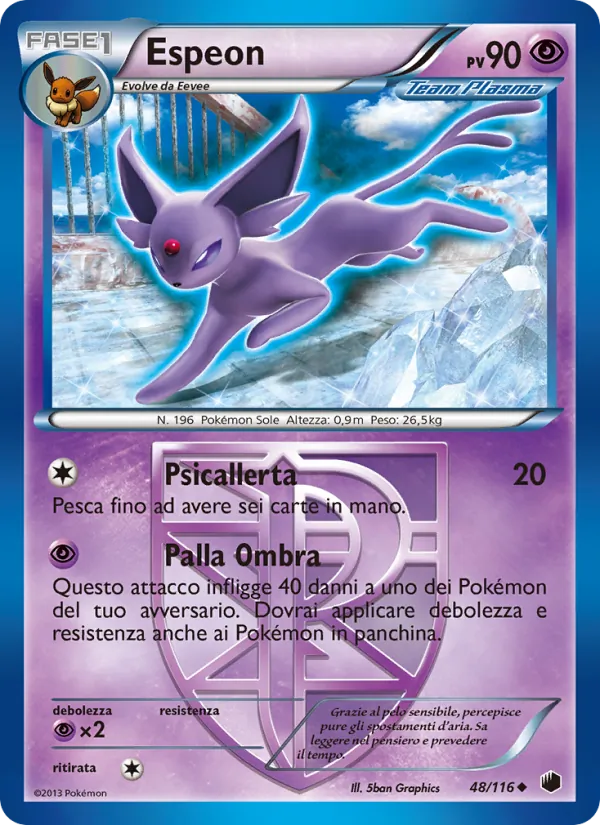 Carta Espeon dell'espansione Glaciazione Plasma, numero 48/116