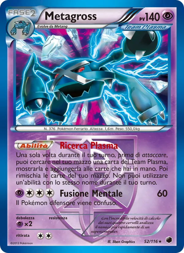 Carta Metagross dell'espansione Glaciazione Plasma, numero 52/116