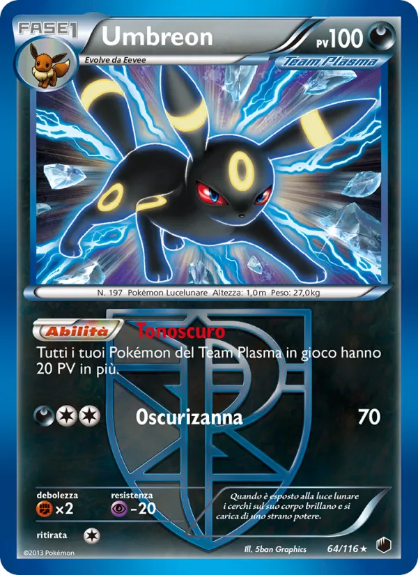 Carta Umbreon dell'espansione Glaciazione Plasma, numero 64/116
