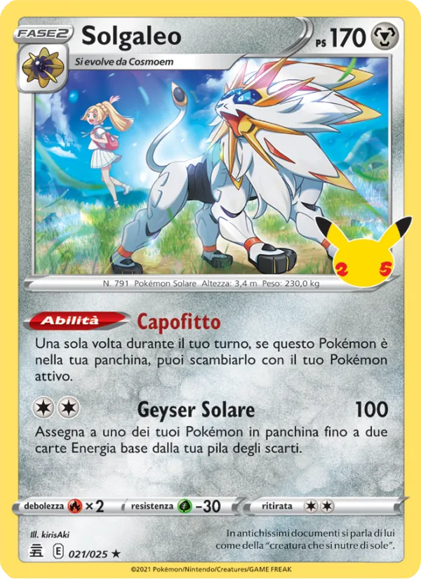Carta Solgaleo dell'espansione Gran Festa, numero 21/25