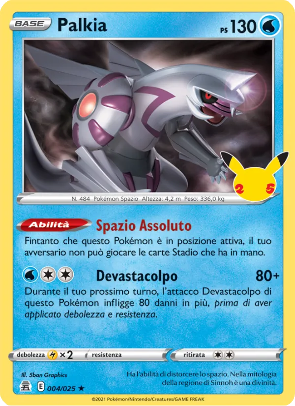 Carta Palkia dell'espansione Gran Festa, numero 4/25