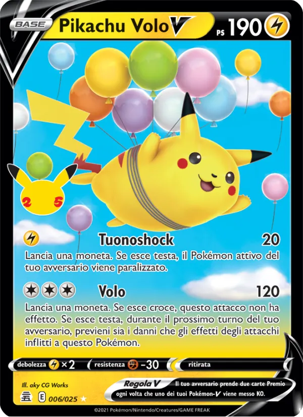 Carta Pikachu Volo V dell'espansione Gran Festa, numero 6/25