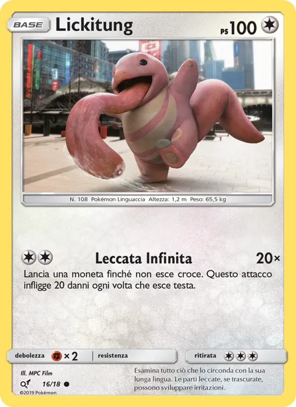 Carta Lickitung dell'espansione Detective Pikachu, numero 16/18