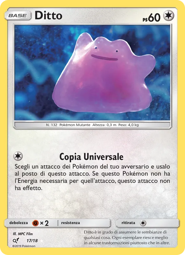 Carta Ditto dell'espansione Detective Pikachu, numero 17/18