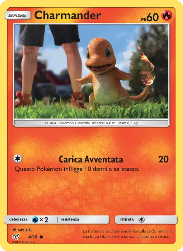Carta Charmander dell'espansione Detective Pikachu, numero 4/18