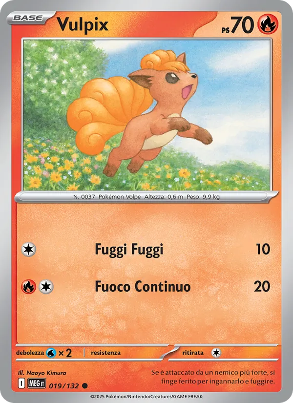 Carta Vulpix dell'espansione Megaevoluzione, numero 019/132