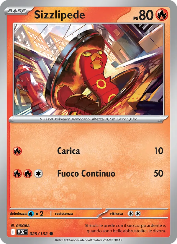 Carta Sizzlipede dell'espansione Megaevoluzione, numero 029/132