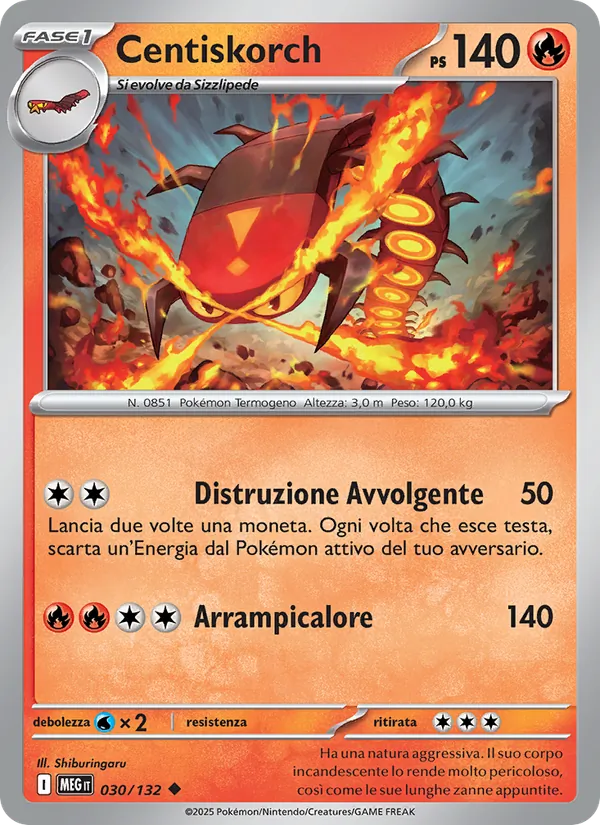 Carta Centiskorch dell'espansione Megaevoluzione, numero 030/132
