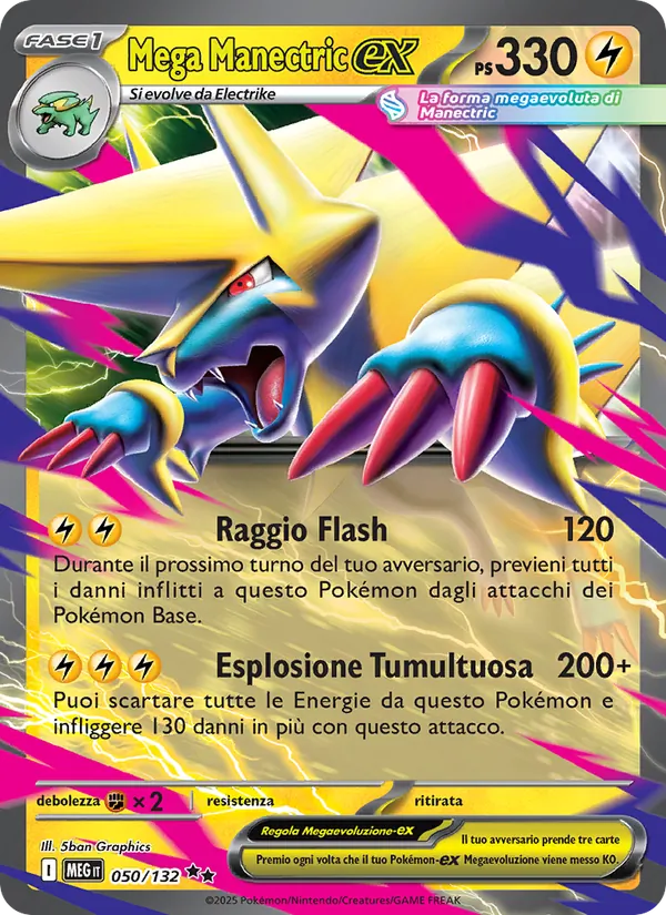Carta Mega Manectric-ex dell'espansione Megaevoluzione, numero 050/132