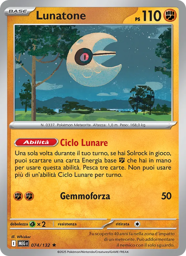Carta Lunatone dell'espansione Megaevoluzione, numero 074/132