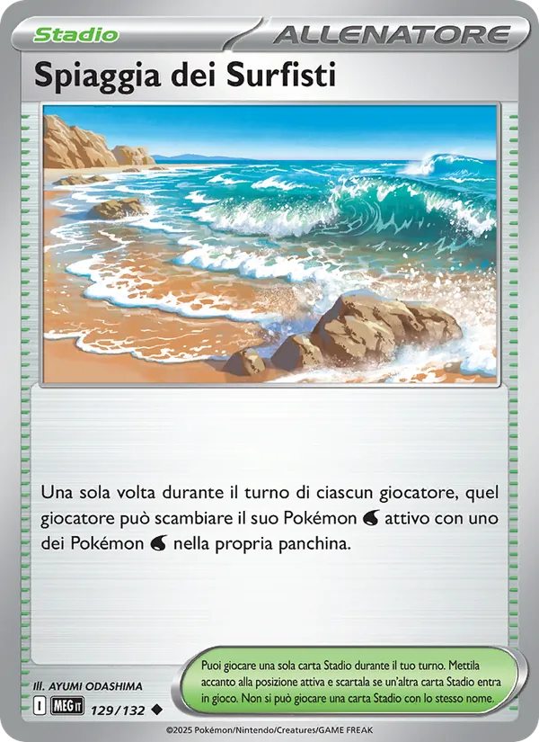 Carta Spiaggia dei Surfisti dell'espansione Megaevoluzione, numero 129/132