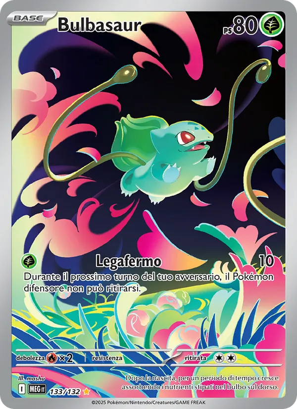 Carta Bulbasaur dell'espansione Megaevoluzione, numero 133/132